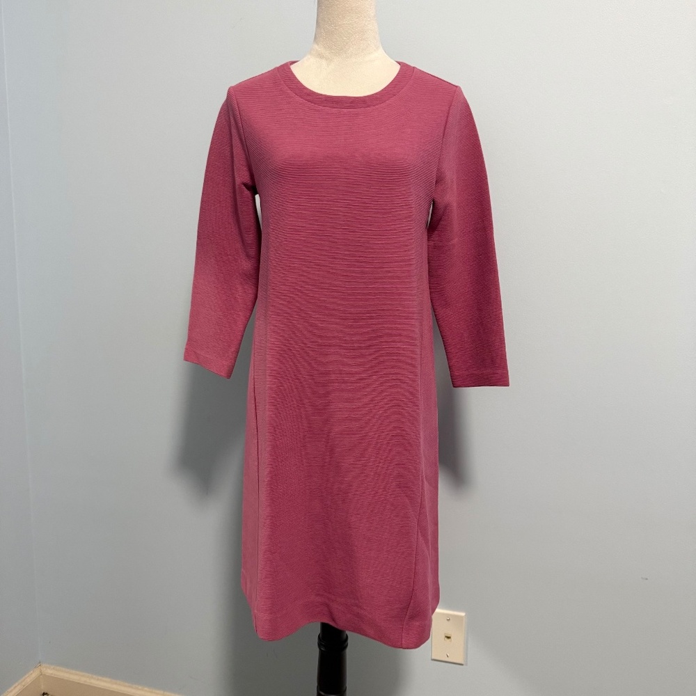 Boden 3/4 Sleeve Cotton Blend Dusty Pink ribbed Dress Size 6R